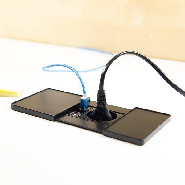 Gniazdo blatowe Versapad ASA 1x230V schuko + 2xUSB -czarny